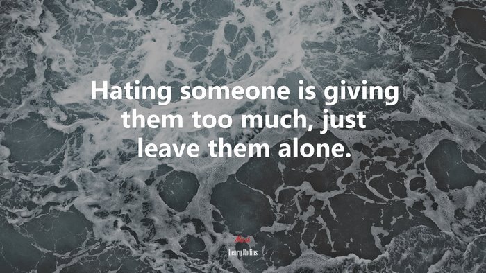 Hating someone is giving them too much, just leave them alone. | Henry Rollins quote