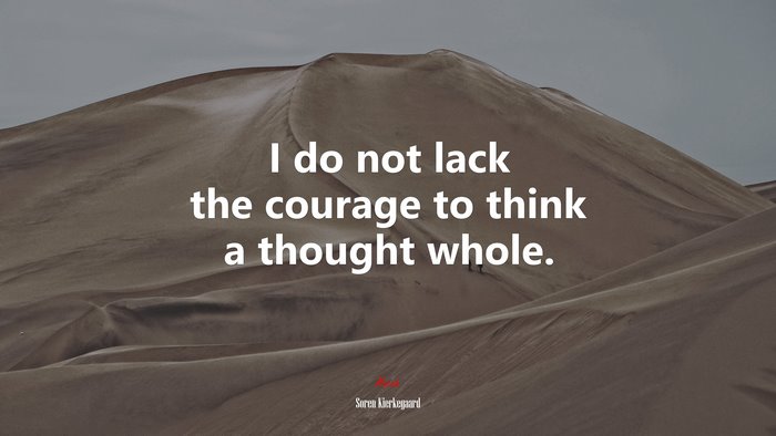 I do not lack the courage to think a thought whole. | Soren Kierkegaard quote