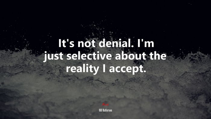 It’s not denial. I’m just selective about the reality I accept. | Bill Watterson quote