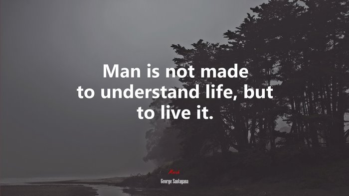 Man is not made to understand life, but to live it. | George Santayana quote