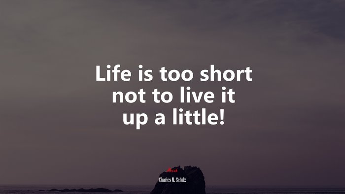 Life is too short not to live it up a little! | Charles M. Schulz quote