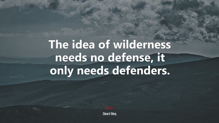 The idea of wilderness needs no defense, it only needs defenders. | Edward Abbey quote