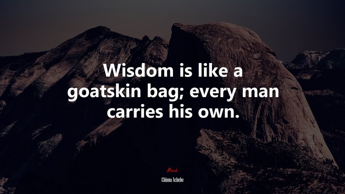Wisdom is like a goatskin bag; every man carries his own. | Chinua Achebe quote