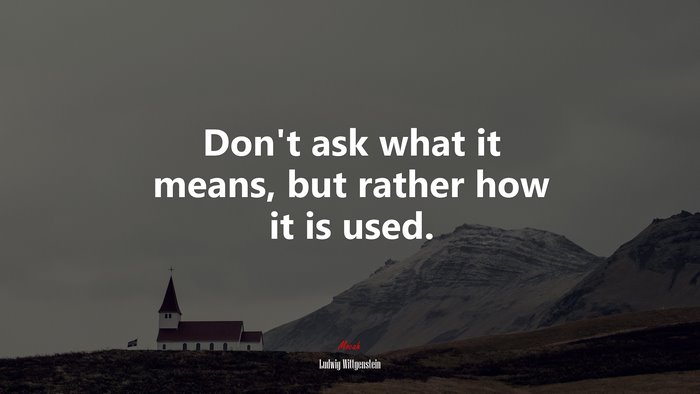 Don’t ask what it means, but rather how it is used. | Ludwig Wittgenstein quote