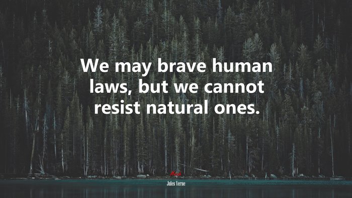 We may brave human laws, but we cannot resist natural ones. | Jules Verne quote