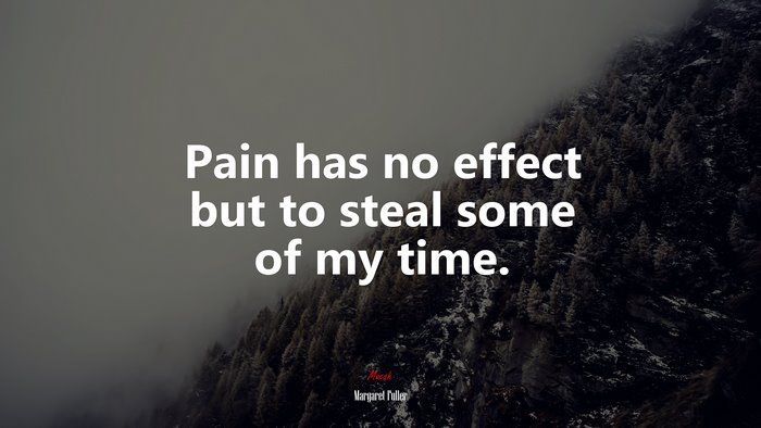Pain has no effect but to steal some of my time. | Margaret Fuller quote