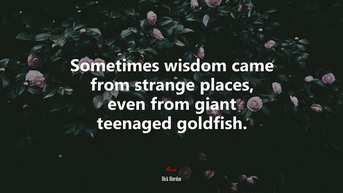 Sometimes wisdom came from strange places, even from giant teenaged goldfish. | Rick Riordan quote