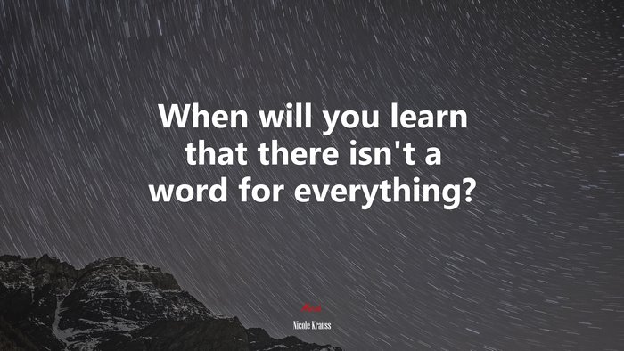 When will you learn that there isn’t a word for everything? | Nicole Krauss quote
