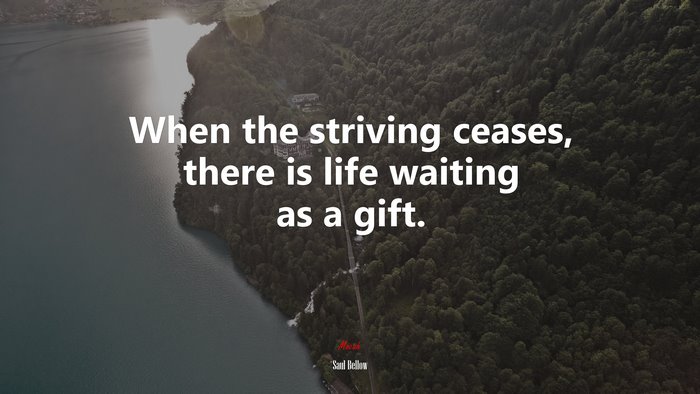 When the striving ceases, there is life waiting as a gift. | Saul Bellow quote
