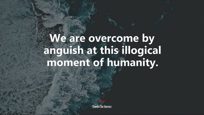 We are overcome by anguish at this illogical moment of humanity. | Ernesto Che Guevara quote