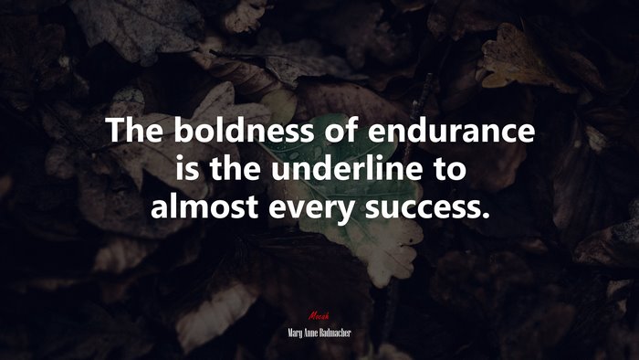 The boldness of endurance is the underline to almost every success. | Mary Anne Radmacher quote