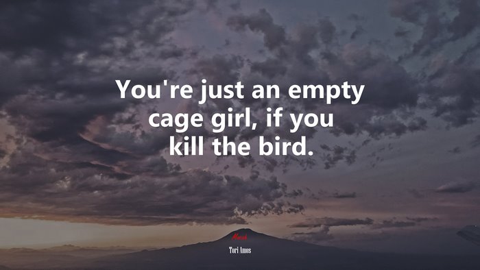 You’re just an empty cage girl, if you kill the bird. | Tori Amos quote