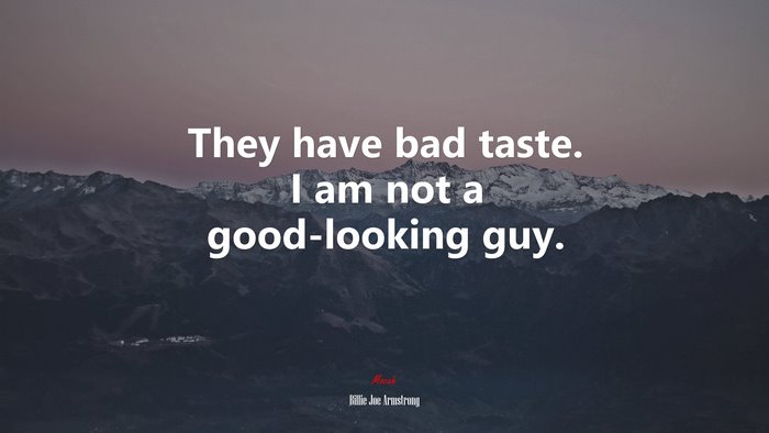 They have bad taste. I am not a good-looking guy. | Billie Joe Armstrong quote