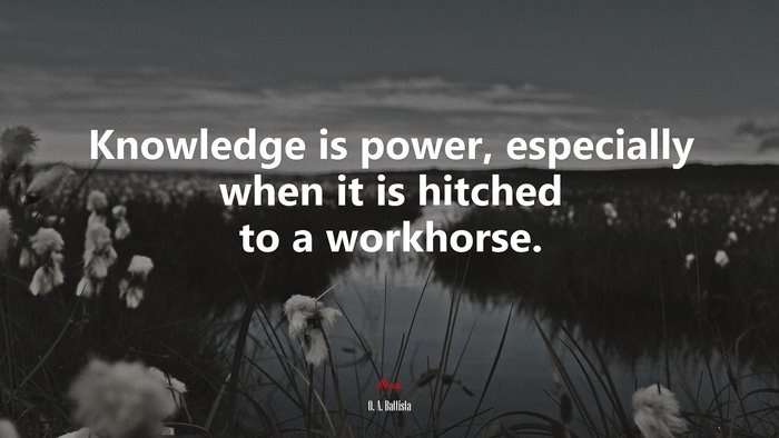 Knowledge is power, especially when it is hitched to a workhorse. | O. A. Battista quote