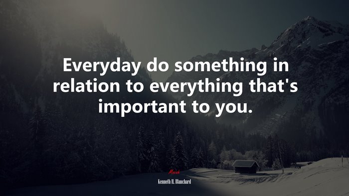 Everyday do something in relation to everything that’s important to you. | Kenneth H. Blanchard quote
