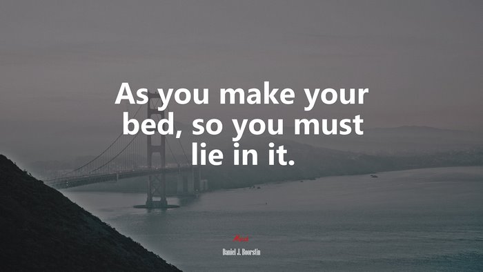 As you make your bed, so you must lie in it. | Daniel J. Boorstin quote
