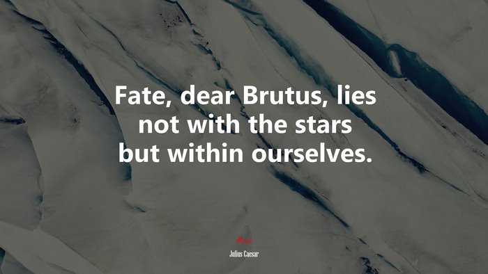 Fate, dear Brutus, lies not with the stars but within ourselves. | Julius Caesar quote