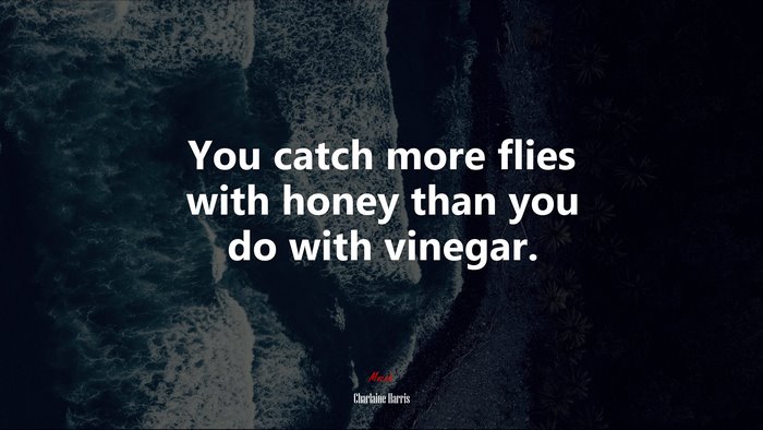 You catch more flies with honey than you do with vinegar. | Charlaine Harris quote