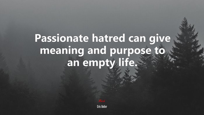 Passionate hatred can give meaning and purpose to an empty life. | Eric Hoffer quote