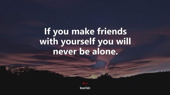 If you make friends with yourself you will never be alone. | Maxwell Maltz quote