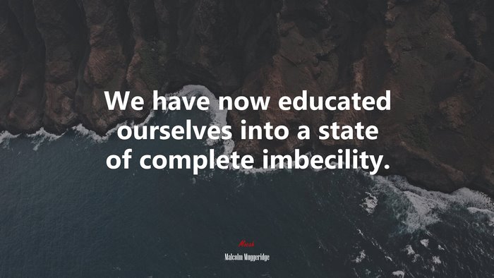We have now educated ourselves into a state of complete imbecility. | Malcolm Muggeridge quote