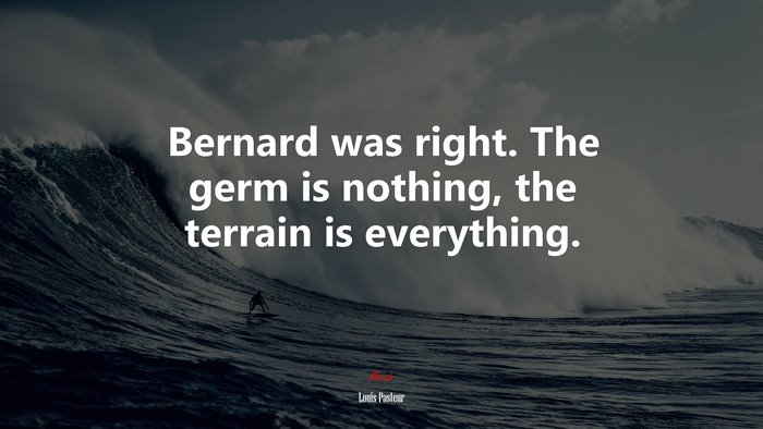 Bernard was right. The germ is nothing, the terrain is everything. | Louis Pasteur quote