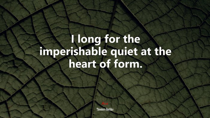 I long for the imperishable quiet at the heart of form. | Theodore Roethke quote