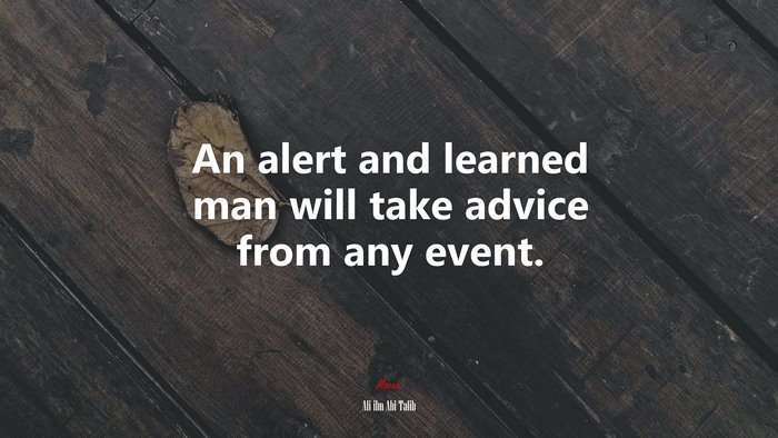 An alert and learned man will take advice from any event. | Ali ibn Abi Talib quote