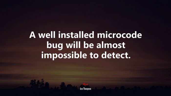 A well installed microcode bug will be almost impossible to detect. | Ken Thompson quote