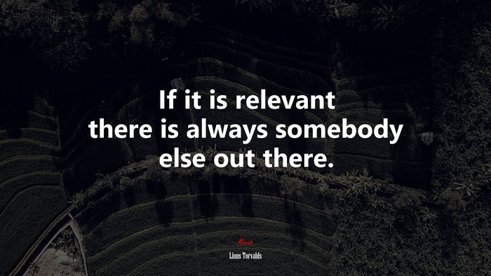 If it is relevant there is always somebody else out there. | Linus Torvalds quote