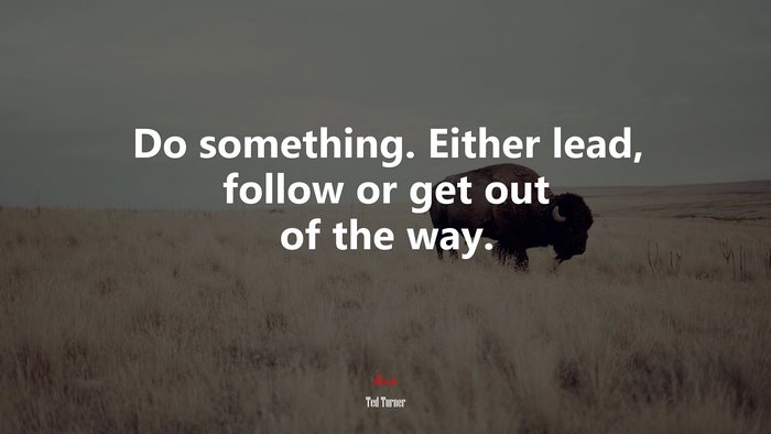 Do something. Either lead, follow or get out of the way. | Ted Turner quote