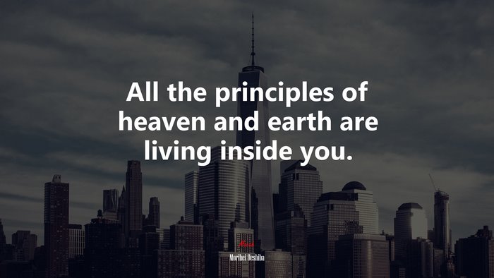 All the principles of heaven and earth are living inside you. | Morihei Ueshiba quote