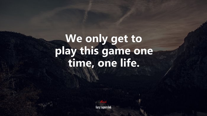We only get to play this game one time, one life. | Gary Vaynerchuk quote