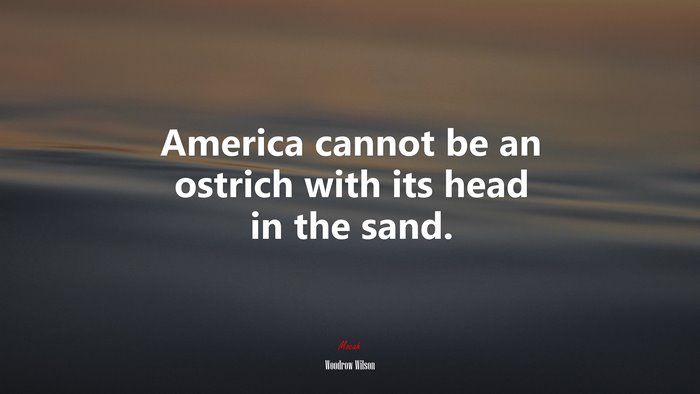America cannot be an ostrich with its head in the sand. | Woodrow Wilson quote