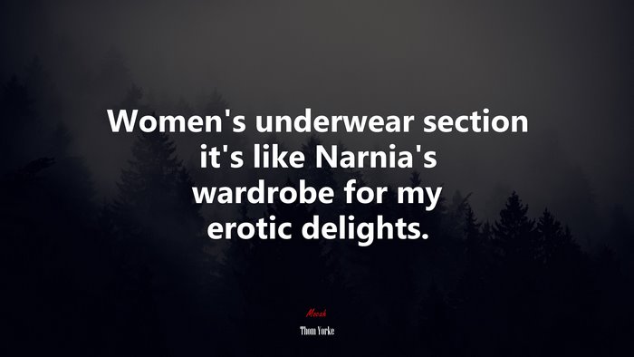 Women’s underwear section it’s like Narnia’s wardrobe for my erotic delights. | Thom Yorke quote