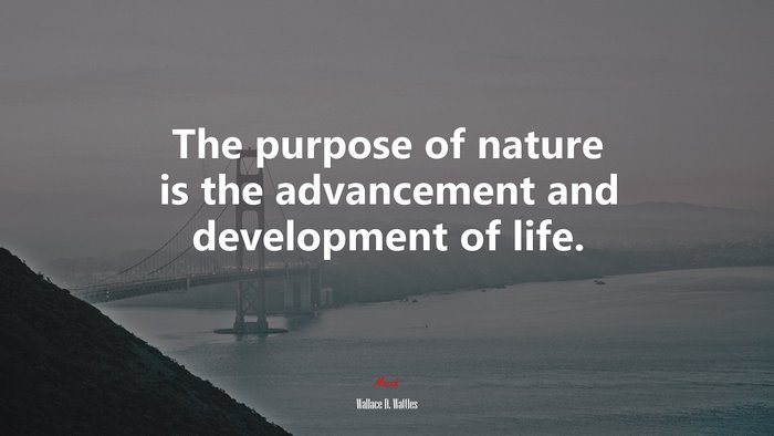 The purpose of nature is the advancement and development of life. | Wallace D. Wattles quote