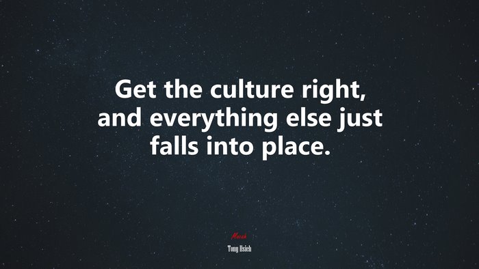 Get the culture right, and everything else just falls into place. | Tony Hsieh quote