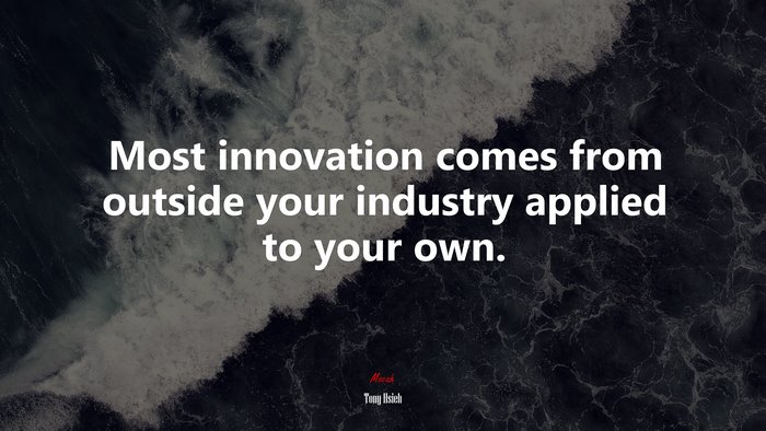 Most innovation comes from outside your industry applied to your own. | Tony Hsieh quote
