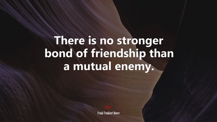 There is no stronger bond of friendship than a mutual enemy. | Frank Frankfort Moore quote