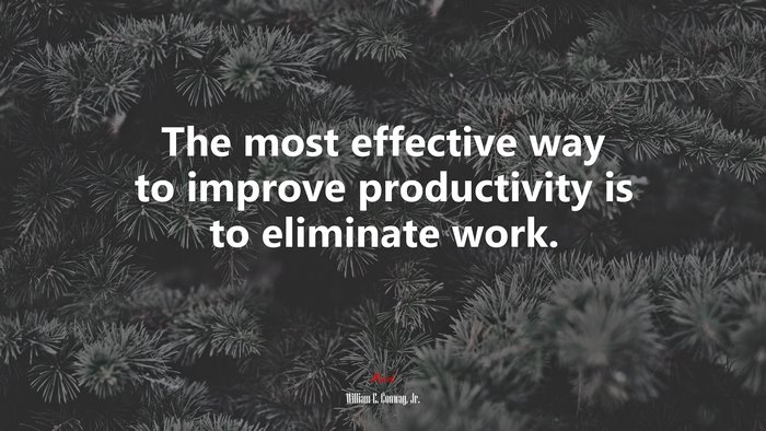 The most effective way to improve productivity is to eliminate work. | William E. Conway, Jr. quote