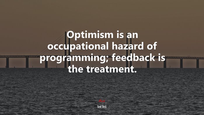 Optimism is an occupational hazard of programming; feedback is the treatment. | Kent Beck quote