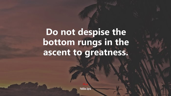 Do not despise the bottom rungs in the ascent to greatness. | Publilius Syrus quote