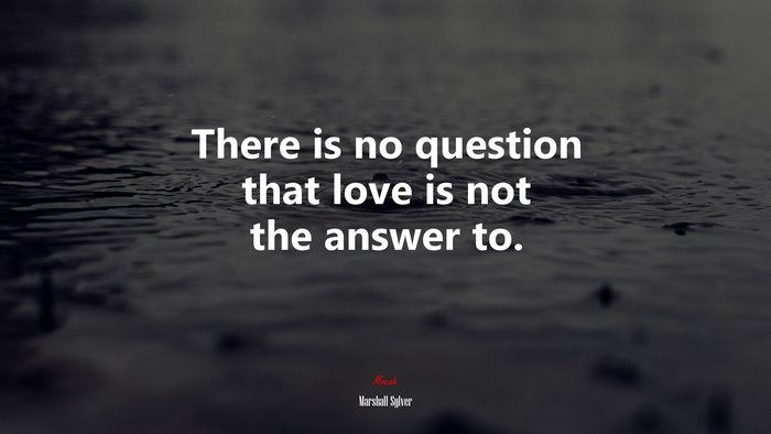 There is no question that love is not the answer to. | Marshall Sylver quote