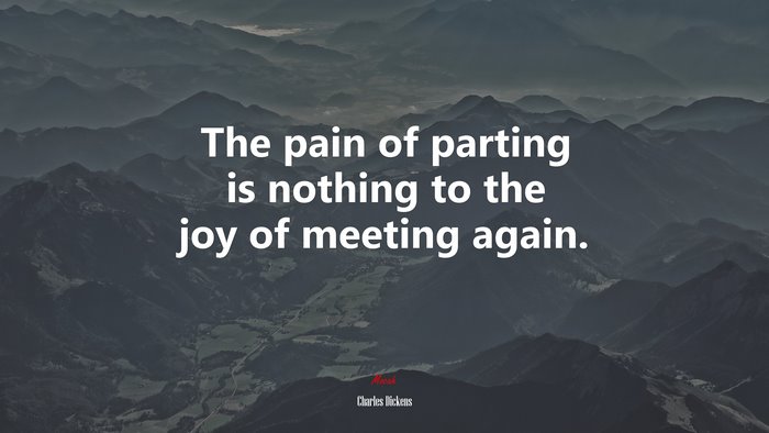 The pain of parting is nothing to the joy of meeting again. | Charles Dickens quote