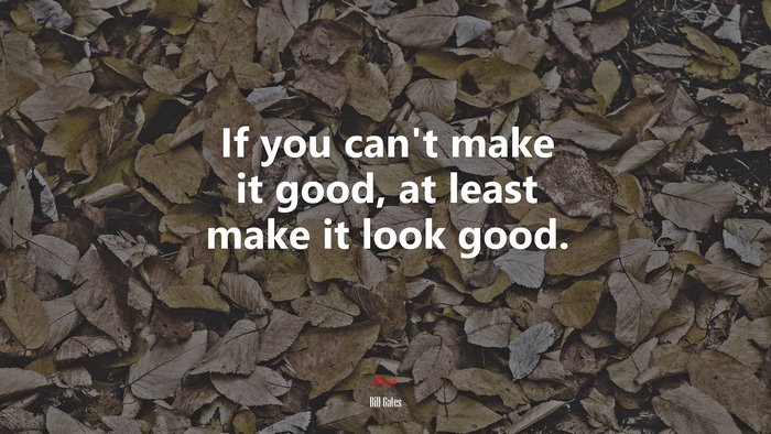 If you can’t make it good, at least make it look good. | Bill Gates quote