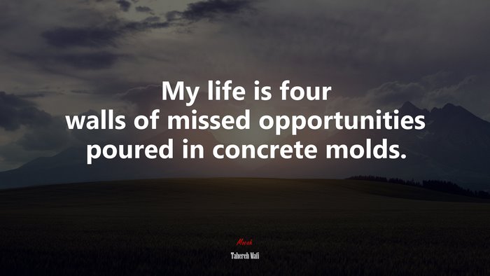 My life is four walls of missed opportunities poured in concrete molds. | Tahereh Mafi quote