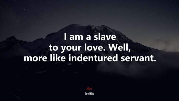 I am a slave to your love. Well, more like indentured servant. | Jarod Kintz quote
