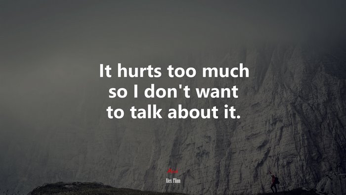 It hurts too much so I don’t want to talk about it. | Alex Flinn quote