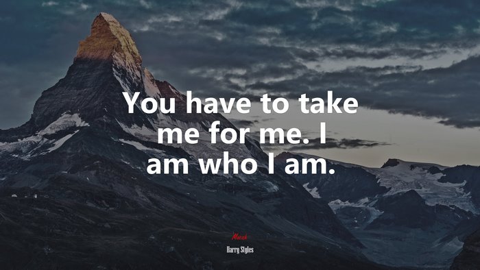 You have to take me for me. I am who I am. | Harry Styles quote