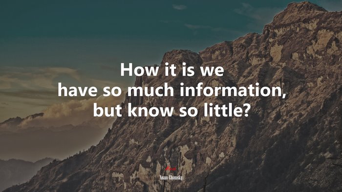 How it is we have so much information, but know so little? | Noam Chomsky quote